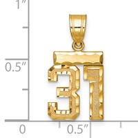 14K Yellow Gold Small Brushed Diamond-cut Number 31 Charm view 2
