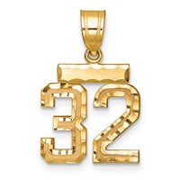 14K Yellow Gold Small Brushed Diamond-cut Number 32 Charm view 1