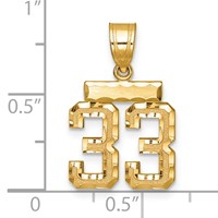 14K Yellow Gold Small Brushed Diamond-cut Number 33 Charm view 2