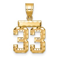 14K Yellow Gold Small Brushed Diamond-cut Number 33 Charm view 1