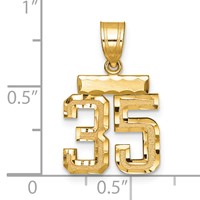 14K Yellow Gold Small Brushed Diamond-cut Number 35 Charm view 2