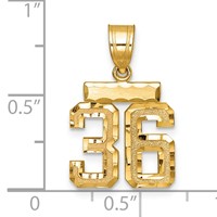 14K Yellow Gold Small Brushed Diamond-cut Number 36 Charm view 3