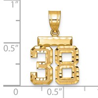 14K Small Brushed Diamond-cut Number 38 Charm view 2