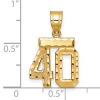14K Small Brushed Diamond-cut Number 40 Charm view 2