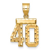 14K Small Brushed Diamond-cut Number 40 Charm view 1