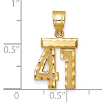 14K Small Brushed Diamond-cut Number 41 Charm view 2