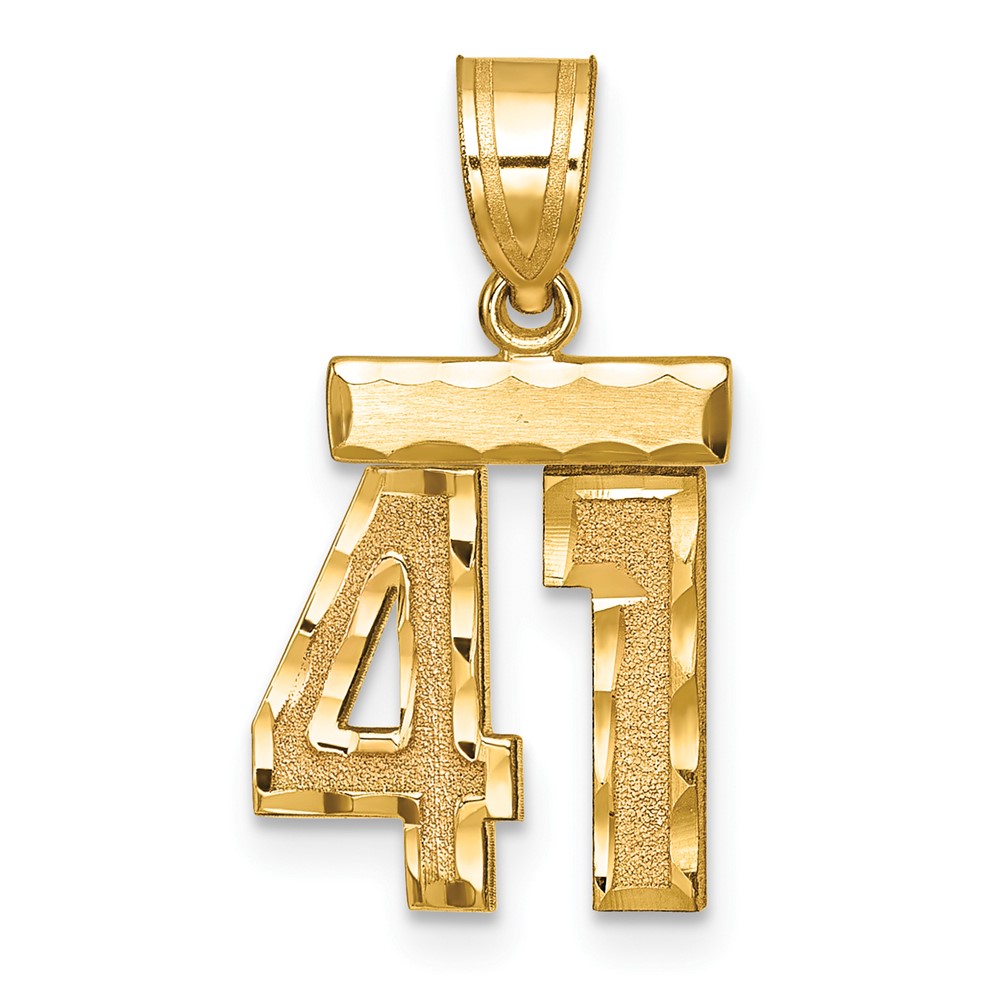 14K Small Brushed Diamond-cut Number 41 Charm