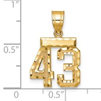 14K Small Brushed Diamond-cut Number 43 Charm view 2