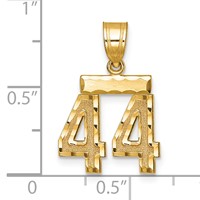 14K Small Brushed Diamond-cut Number 44 Charm view 2