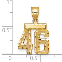 14K Yellow Gold Small Brushed Diamond-cut Number 46 Charm view 2