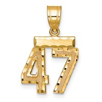 14K Yellow Gold Small Brushed Diamond-cut Number 47 Charm view 1