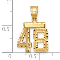 14K Small Brushed Diamond-cut Number 48 Charm view 2