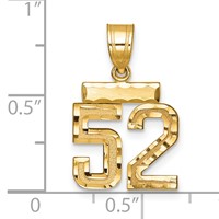 14K Yellow Gold Small Brushed Diamond-cut Number 52 Charm view 2