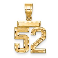 14K Yellow Gold Small Brushed Diamond-cut Number 52 Charm view 1