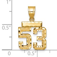 14K Small Brushed Diamond-cut Number 53 Charm view 2