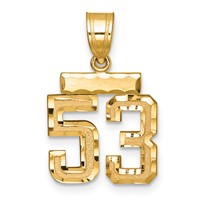 14K Small Brushed Diamond-cut Number 53 Charm view 1