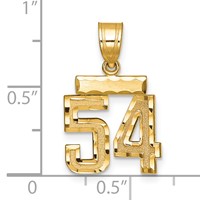 14K Yellow Gold Small Brushed Diamond-cut Number 54 Charm view 2