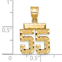 14K Yellow Gold Small Brushed Diamond-cut Number 55 Charm view 2