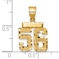 14K Yellow Gold Small Brushed Diamond-cut Number 56 Charm view 2