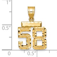 14K Yellow Gold Small Brushed Diamond-cut Number 58 Charm view 2