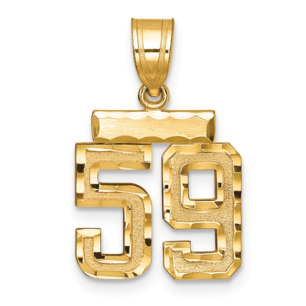 14K Small Brushed Diamond-cut Number 59 Charm