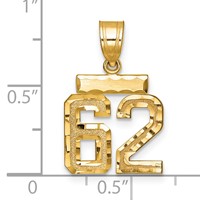 14K Small Brushed Diamond-cut Number 62 Charm view 2