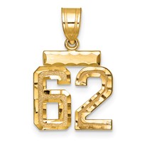 14K Small Brushed Diamond-cut Number 62 Charm view 1