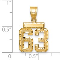 14K Yellow Gold Small Brushed Diamond-cut Number 63 Charm view 2