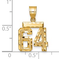 14K Yellow Gold Small Brushed Diamond-cut Number 64 Charm view 2