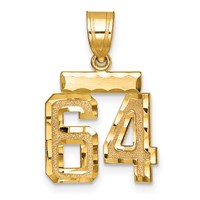 14K Yellow Gold Small Brushed Diamond-cut Number 64 Charm view 1