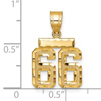 14K Yellow Gold Small Brushed Diamond-cut Number 66 Charm view 2