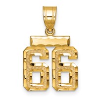 14K Yellow Gold Small Brushed Diamond-cut Number 66 Charm view 1