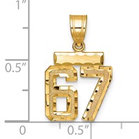 14K Yellow Gold Small Brushed Diamond-cut Number 67 Charm view 2