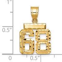 14K Yellow Gold Small Brushed Diamond-cut Number 68 Charm view 2