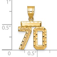 14K Yellow Gold Small Brushed Diamond-cut Number 70 Charm view 2