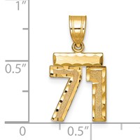 14K Yellow Gold Small Brushed Diamond-cut Number 71 Charm view 2