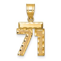 14K Yellow Gold Small Brushed Diamond-cut Number 71 Charm view 1