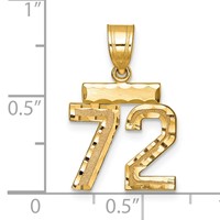 14K Yellow Gold Small Brushed Diamond-cut Number 72 Charm view 2