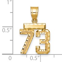 14K Yellow Gold Small Brushed Diamond-cut Number 73 Charm view 2