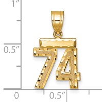 14K Yellow Gold Small Brushed Diamond-cut Number 74 Charm view 2