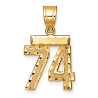 14K Yellow Gold Small Brushed Diamond-cut Number 74 Charm view 1
