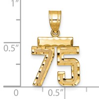 14K Yellow Gold Small Brushed Diamond-cut Number 75 Charm view 2