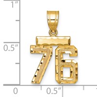 14K Yellow Gold Small Brushed Diamond-cut Number 76 Charm view 2
