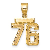 14K Yellow Gold Small Brushed Diamond-cut Number 76 Charm view 1