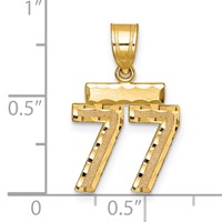14K Yellow Gold Small Brushed Diamond-cut Number 77 Charm view 2