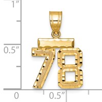 14K Yellow Gold Small Brushed Diamond-cut Number 78 Charm view 3