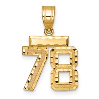 14K Yellow Gold Small Brushed Diamond-cut Number 78 Charm view 1