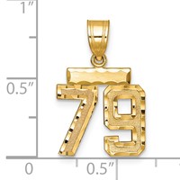 14K Small Brushed Diamond-cut Number 79 Charm view 2