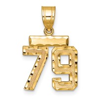 14K Small Brushed Diamond-cut Number 79 Charm view 1
