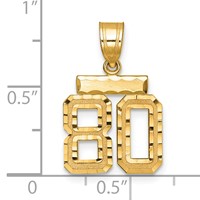 14K Yellow Gold Small Brushed Diamond-cut Number 80 Charm view 2
